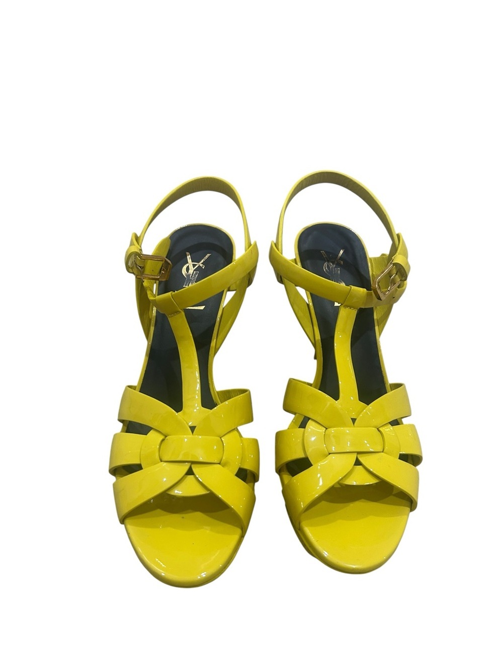 Yves Saint Laurent Tribute Yellow patent leather T-Strap Platform Sandals EU 38 - Picture 4 of 13